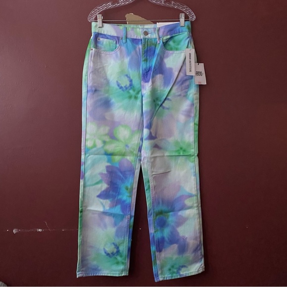 NEW BDG Urban Outfitters Women’s Floral Dye High Waist Cowboy Jeans Size 28 - Picture 1 of 6